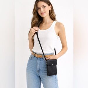 ISADORA Italian‎ Black Leather Crossbody Bag NWT
